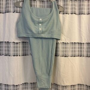 Old Navy Women's Light Blue Waffle Knit Pajama Set